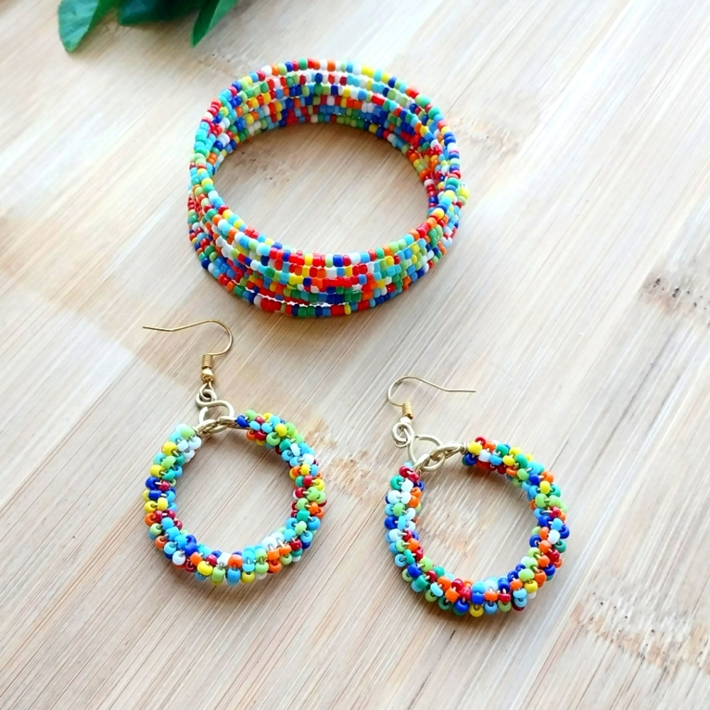 2PC Beautiful Kenyan Maasai Beaded Bracelet Set